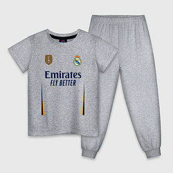 Пижама хлопковая детская Винисиус Жуниор ФК Реал Мадрид форма 2324 домашняя, цвет: меланж
