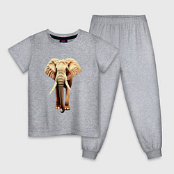 Пижама хлопковая детская Стройный слон, цвет: меланж