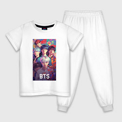 Пижама хлопковая детская BTS anime kpop, цвет: белый