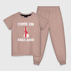 Пижама хлопковая детская Come on England, цвет: пыльно-розовый