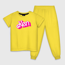 Пижама хлопковая детская Логотип розовый Кен, цвет: желтый