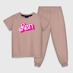 Пижама хлопковая детская Логотип розовый Кен, цвет: пыльно-розовый