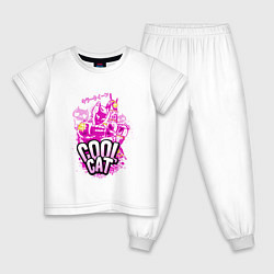Пижама хлопковая детская Cool cat- Killer queen- Jo jo, цвет: белый