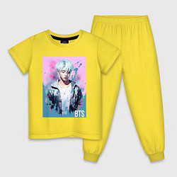 Пижама хлопковая детская BTS pink style, цвет: желтый