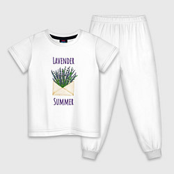 Пижама хлопковая детская Lavender Summer - букет лаванды в конверте, цвет: белый