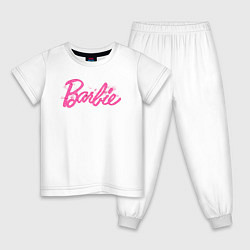 Пижама хлопковая детская Блестящий логотип Барби, цвет: белый