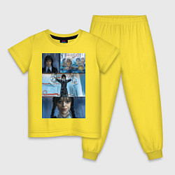 Пижама хлопковая детская Месть Уэнсдей, цвет: желтый