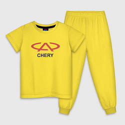 Пижама хлопковая детская Chery Logo, цвет: желтый
