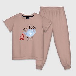 Пижама хлопковая детская Tea with Love, цвет: пыльно-розовый