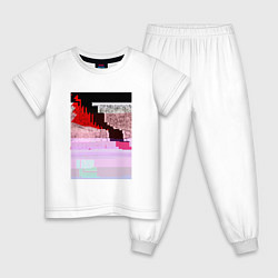 Пижама хлопковая детская Abstract glitch, цвет: белый