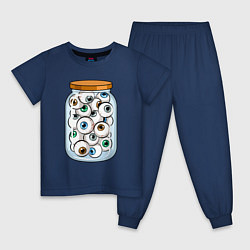 Пижама хлопковая детская Глазки в банке, цвет: тёмно-синий