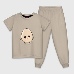 Пижама хлопковая детская Яйцо смайл, цвет: миндальный