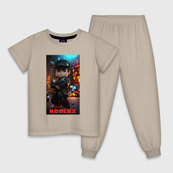 Пижама хлопковая детская Roblox man, цвет: миндальный