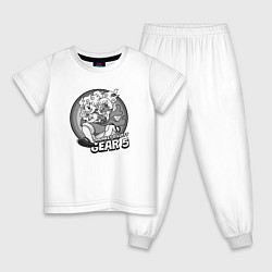 Пижама хлопковая детская Луффи - gear 5 - старый мультик, цвет: белый
