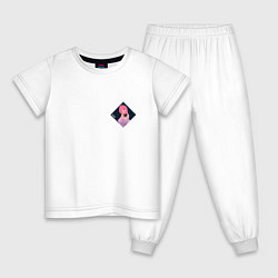 Пижама хлопковая детская Арт Джису из BlackPink - мини, цвет: белый