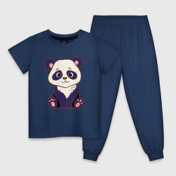 Пижама хлопковая детская Милашка панда, цвет: тёмно-синий