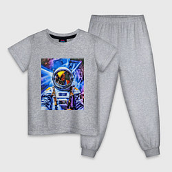 Пижама хлопковая детская Космонавт и свечение, цвет: меланж