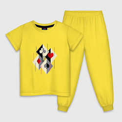 Пижама хлопковая детская Масти игральных карт: пики трефы бубны и червы, цвет: желтый