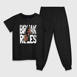 Пижама хлопковая детская Break rules, цвет: черный