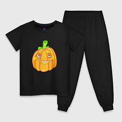 Пижама хлопковая детская Веселая тыква: для вечеринки на Хэллоуин, цвет: черный