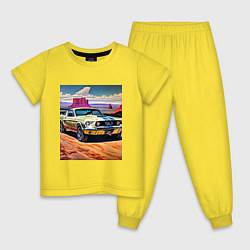 Пижама хлопковая детская Авто Мустанг, цвет: желтый