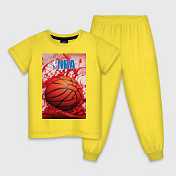 Пижама хлопковая детская Баскетбольный мяч nba, цвет: желтый