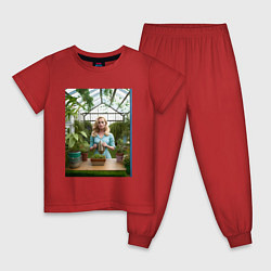 Пижама хлопковая детская Барби: биологические эксперименты, цвет: красный