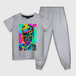 Пижама хлопковая детская Cool skull - pop art - vogue, цвет: меланж