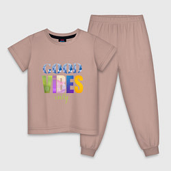 Пижама хлопковая детская  Good vibes only, цвет: пыльно-розовый
