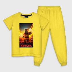 Пижама хлопковая детская Roblox avatar fire, цвет: желтый