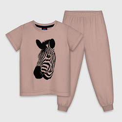 Пижама хлопковая детская Голова зебры, цвет: пыльно-розовый