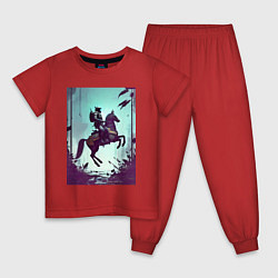 Пижама хлопковая детская Всадник - киберпанк - нейросеть, цвет: красный