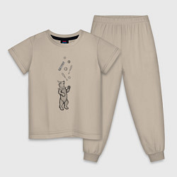 Пижама хлопковая детская Жонглёр медведь, цвет: миндальный
