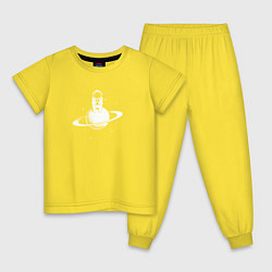 Пижама хлопковая детская Путешествие на Сатурн, цвет: желтый