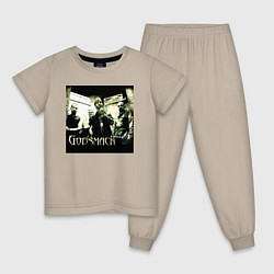 Пижама хлопковая детская Обложка альбома Awake группы Godsmack, цвет: миндальный