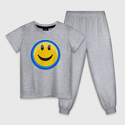 Пижама хлопковая детская Смайлик улыбающийся эмодзи, цвет: меланж
