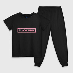 Пижама хлопковая детская Black pink - logotype - South Korea, цвет: черный