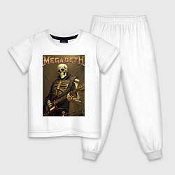Пижама хлопковая детская Megadeth - skeleton - heavy metal, цвет: белый