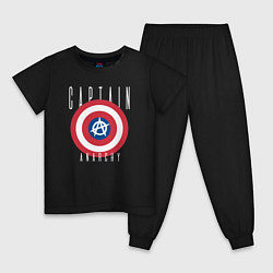 Пижама хлопковая детская Капитан анархия, цвет: черный