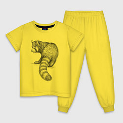Пижама хлопковая детская Красная панда сзади, цвет: желтый
