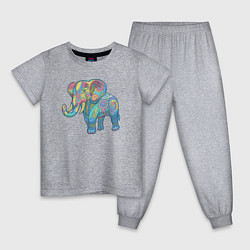 Пижама хлопковая детская Beautiful elephant, цвет: меланж