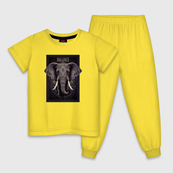 Пижама хлопковая детская Слон с красивыми узорами, цвет: желтый