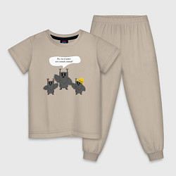 Пижама хлопковая детская Семейка мудрых сов, цвет: миндальный