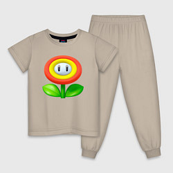 Пижама хлопковая детская Цветок Марио, цвет: миндальный