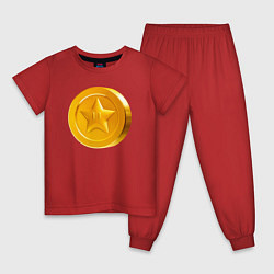 Пижама хлопковая детская Монета Марио, цвет: красный