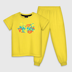 Пижама хлопковая детская Джазовые вибрации, цвет: желтый