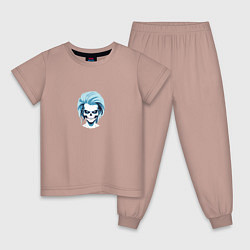Пижама хлопковая детская Холодный череп девушки, цвет: пыльно-розовый
