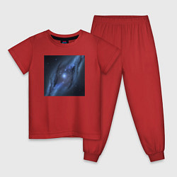 Пижама хлопковая детская Космический путь, цвет: красный