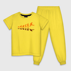 Пижама хлопковая детская Рок эволюция, цвет: желтый