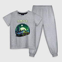 Пижама хлопковая детская Токийский драйв, цвет: меланж
